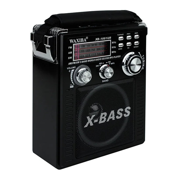 Radio Portabil AM/FM/SW cu Bluetooth, MP3, USB/TF și Lanternă