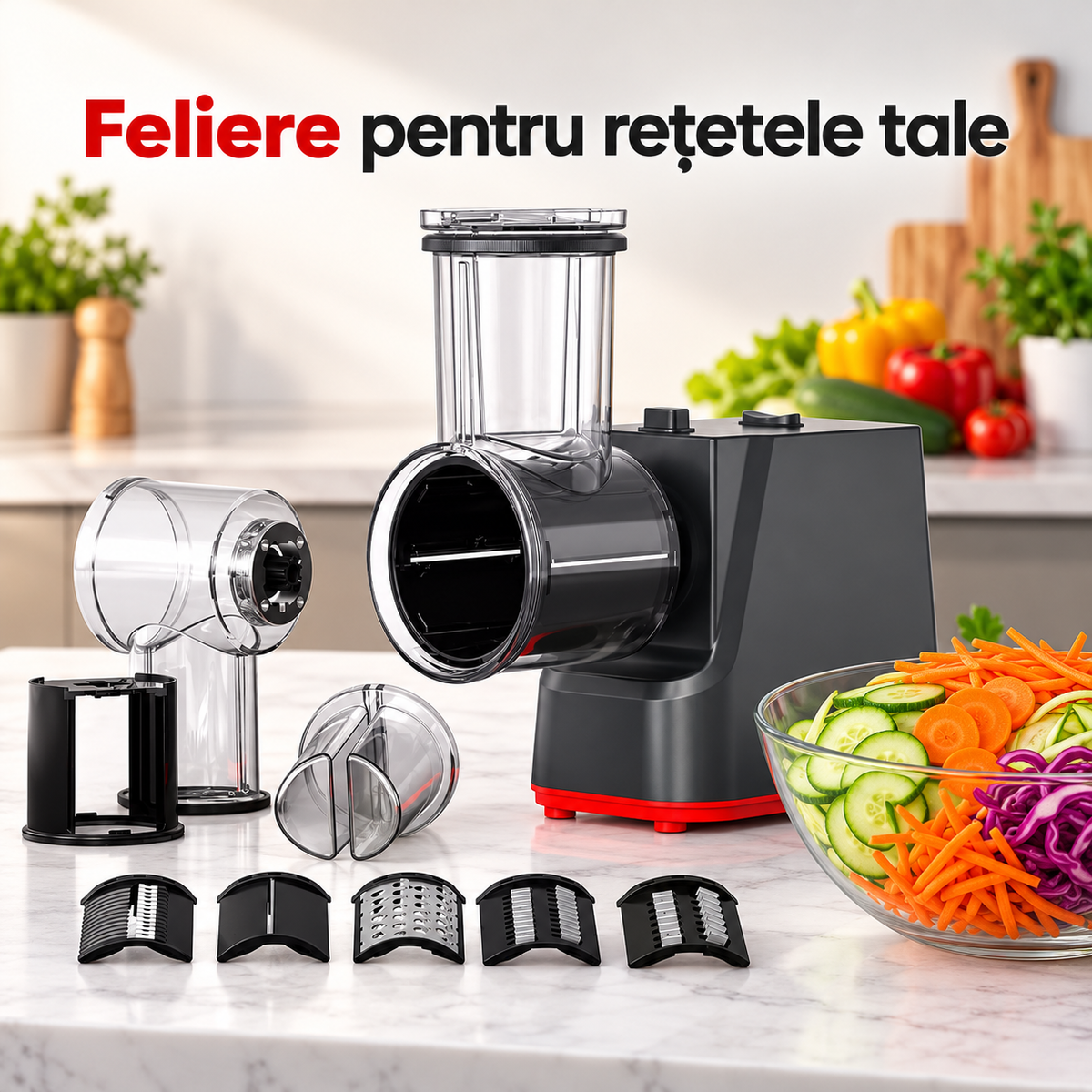 Răzătoare AT-2154 și bol cu legume feliate