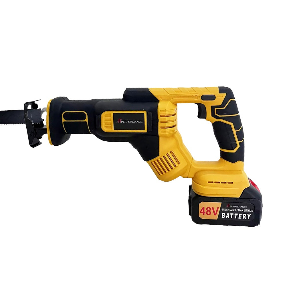 Fierăstrău Electric Sabie AT PERFORMANCE® 48V, 2 Acumulatori, 3000 RPM, Set Lame și Cutie Transport