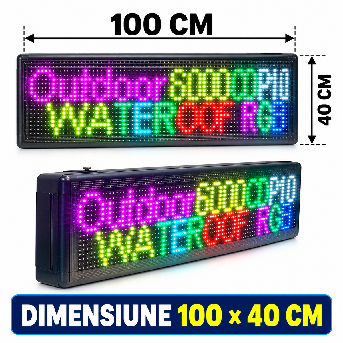 Reclamă luminoasă RGB cu dimensiunea de 100 x 40 cm
