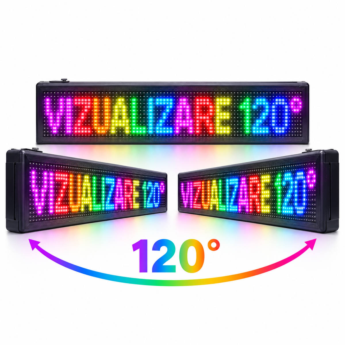 Panou LED RGB prezentat la unghi de vizualizare de 120 de grade
