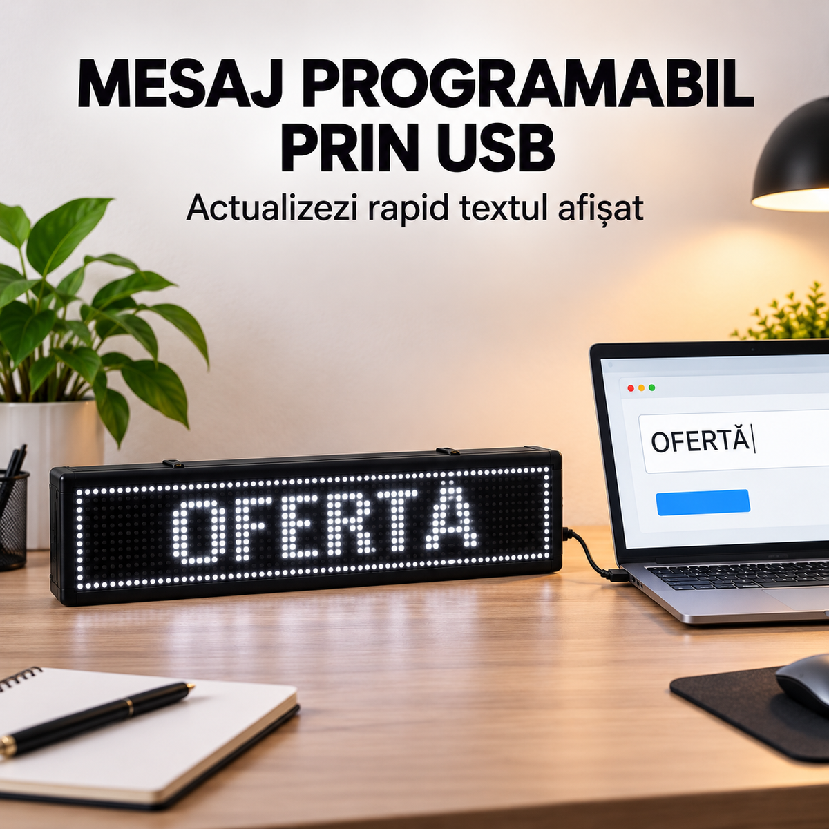 Programarea prin USB a mesajului reclamei luminoase LED