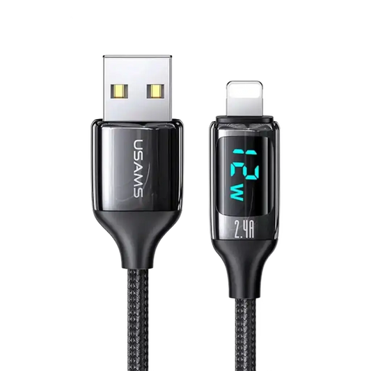 Cablu de Încărcare și Transfer Date USAMS cu Display Digital LED, 1.2m, 2.4A, 12W
