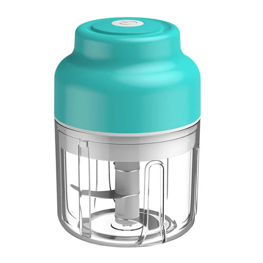 Mini tocator electric At Performance, 45W, pentru usturoi, legume, fructe, nuci, piure, cu incarcare pe USB, Acumulator, capacitate 250 ml, Albastru deschis