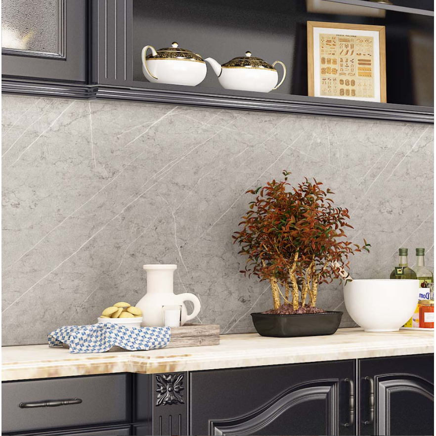 Rola tapet modern, imitatie de marmura At Performance rezistent, la apa, vinil, compact, autoadeziv, 60cmx 300 cm, gri