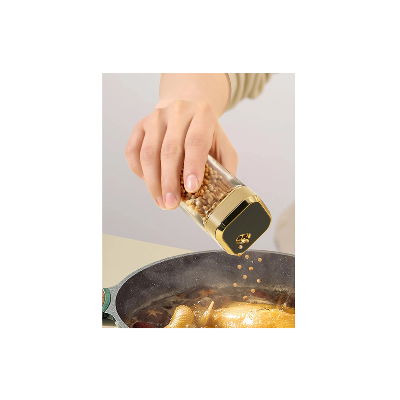 Set 2 solnite, AT PERFORMANCE®, pentru sare si piper, cu suport metalic, negru