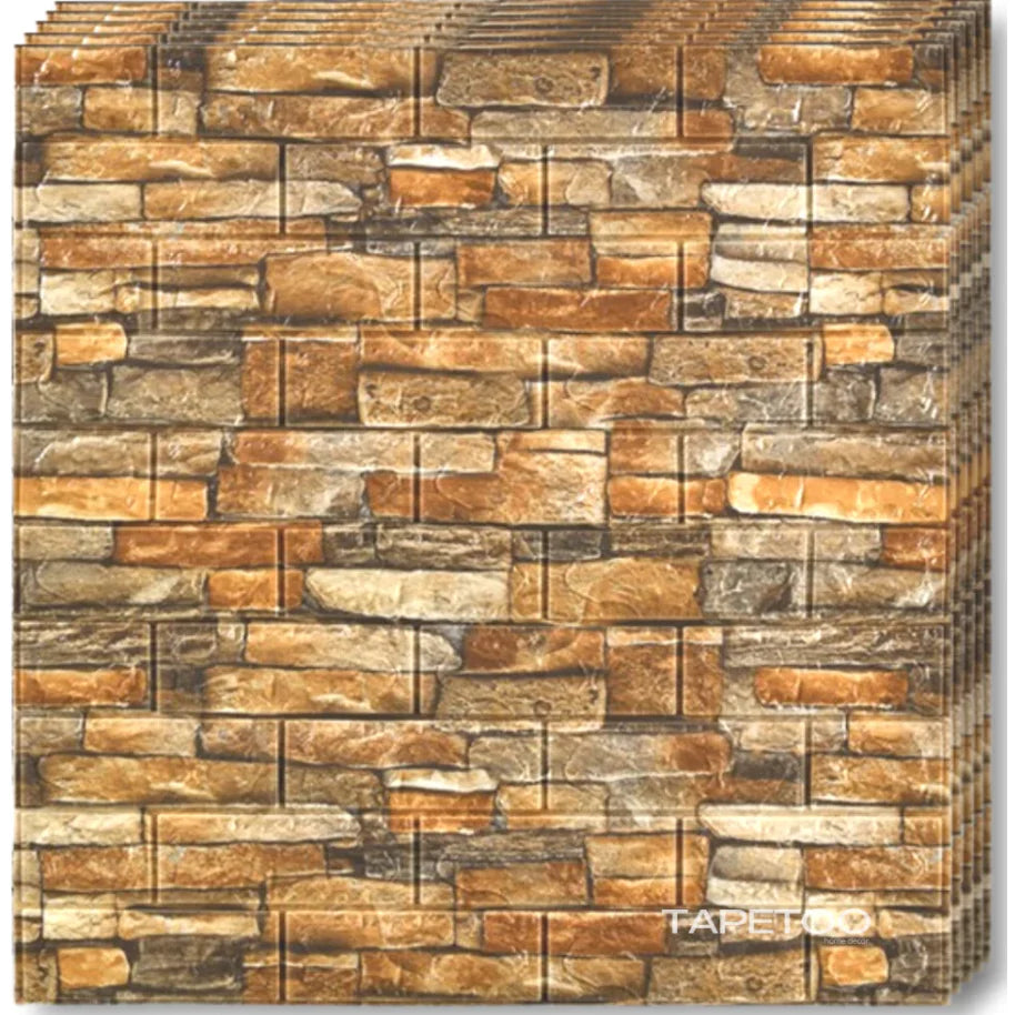 Set 10x Tapet 3D, autoadeziv/autocolant, At Performance, spuma moale, design modern, pentru interior, usor de curatat, rezistent la apa 70 X 77x0.5cm, model caramida MARO DESCHIS