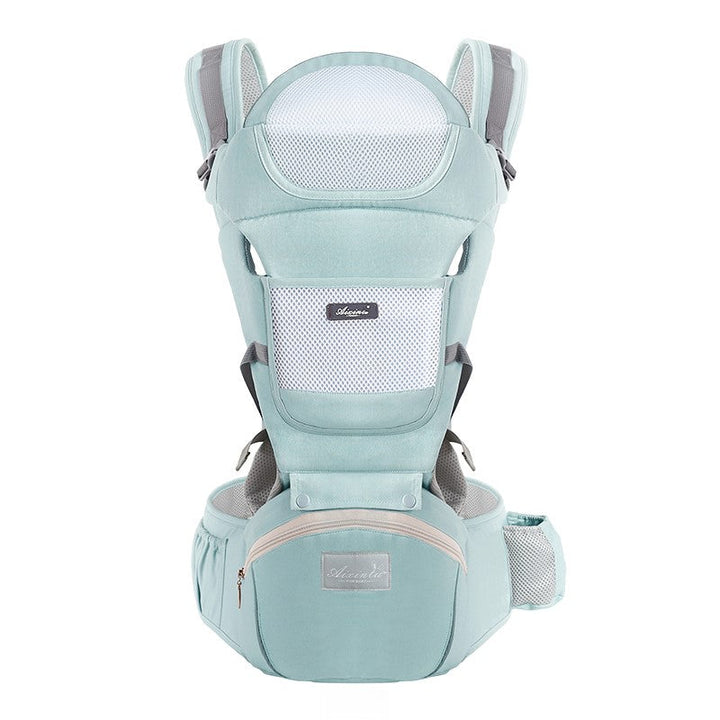 Marsupiu Multifunctional pentru bebelusi cu suport lombar, KIDOO , Bumbac, 9 in 1, Varsta 0-36 luni, Verde