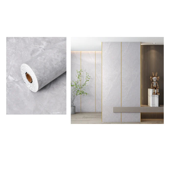 Rola tapet modern, impermeabil At Performance rezistent, usor de aplicat, multifunctional, 60 cm x 300 m, Gri deschis, tip marmura