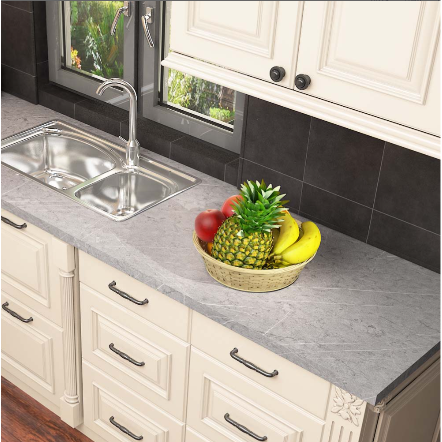 Rola tapet modern, imitatie de marmura At Performance rezistent, la apa, vinil, compact, autoadeziv, 60cmx 300 cm, gri