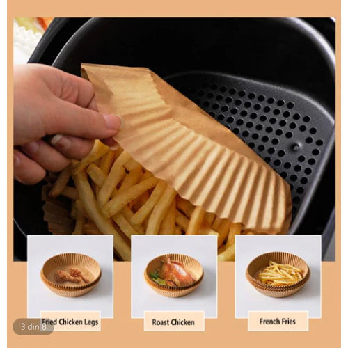 Set 50 Hartii de Copt pentru Friteuza, At Performance, 16 x 4.5 cm, Unica Folosinta, Maro
