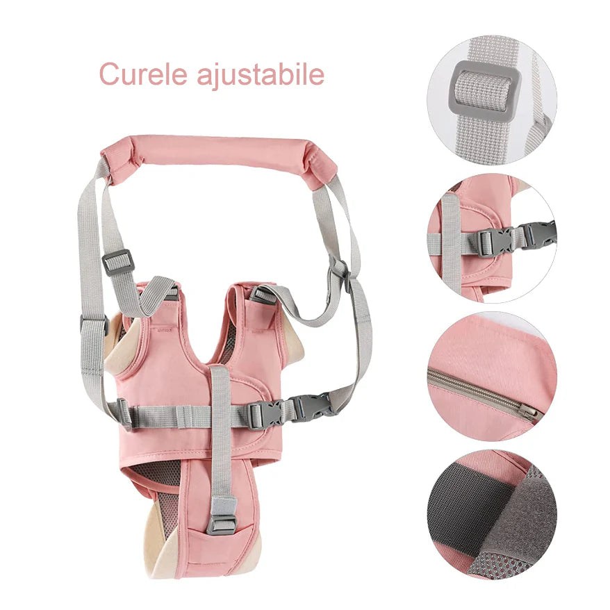 Ham Bebe cu Suport Tip Chilot Detasabil, At Performance, Premergator, Asistare Mers, Varsta 6-24 luni, Ursulet, Bumbac, Plasa, Ergonomic si sigur