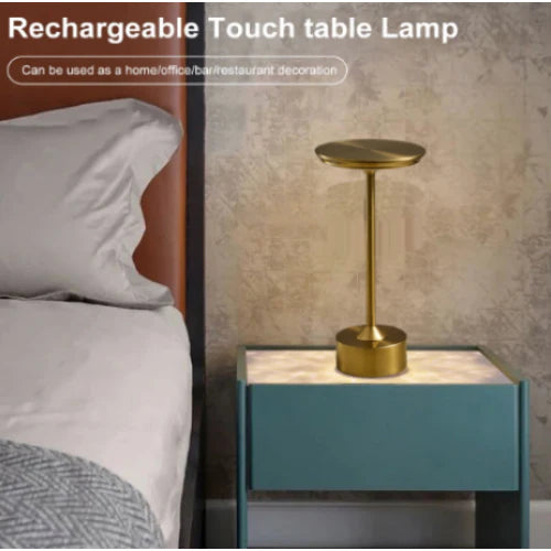 Lampa Led din metal, pentru Restaurante, Mese, Hoteluri, Birouri, reincarcabila prin USB, cu touch, Gold