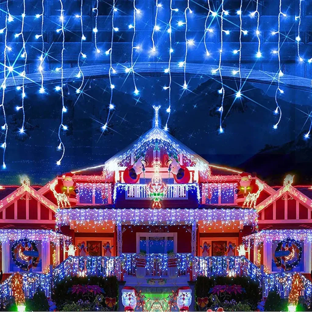 instalatie luminoasă Crăciun 12 metri AT PERFORMANCE® – 300 LED-uri alb rece, decor interior/exterior