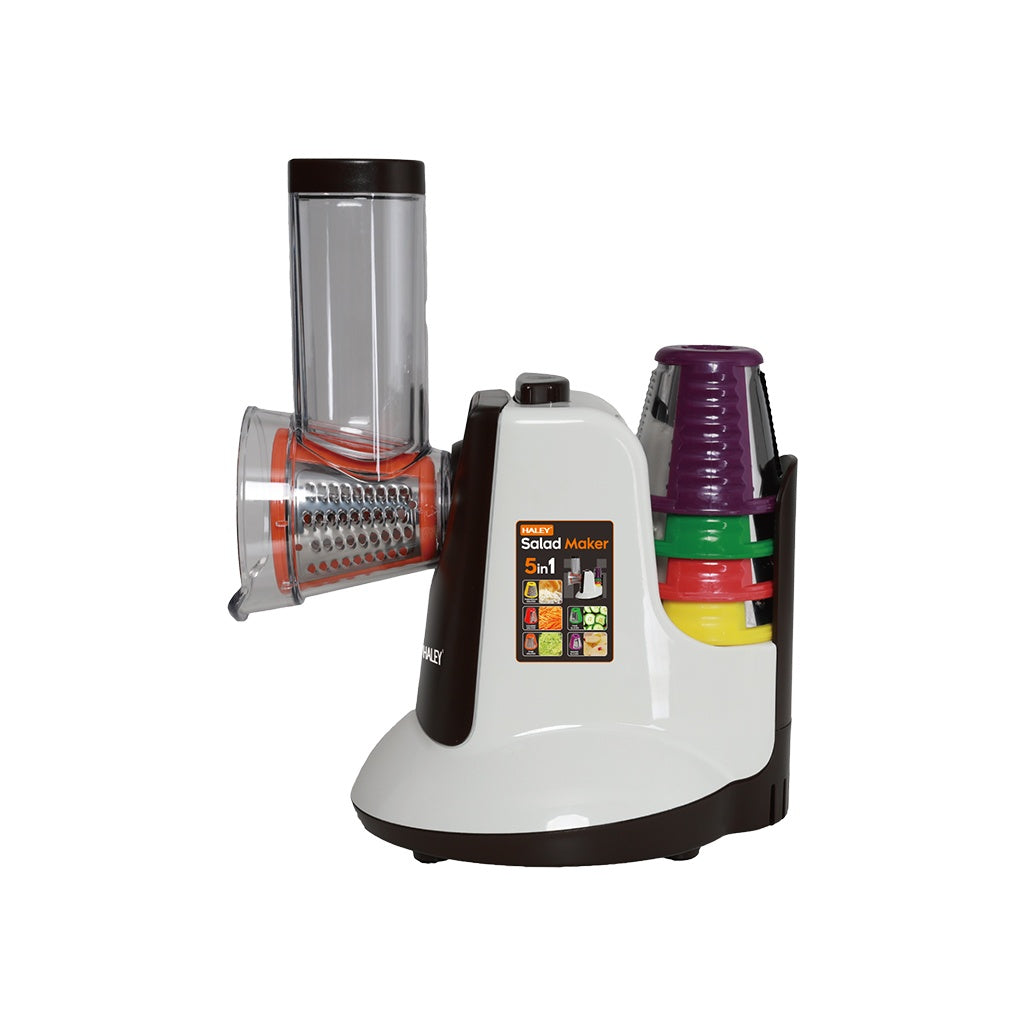 Aparat de salată electric HALEY HY-1327, 5 în 1, 600W, răzătoare și feliator multifuncțional, lame inox