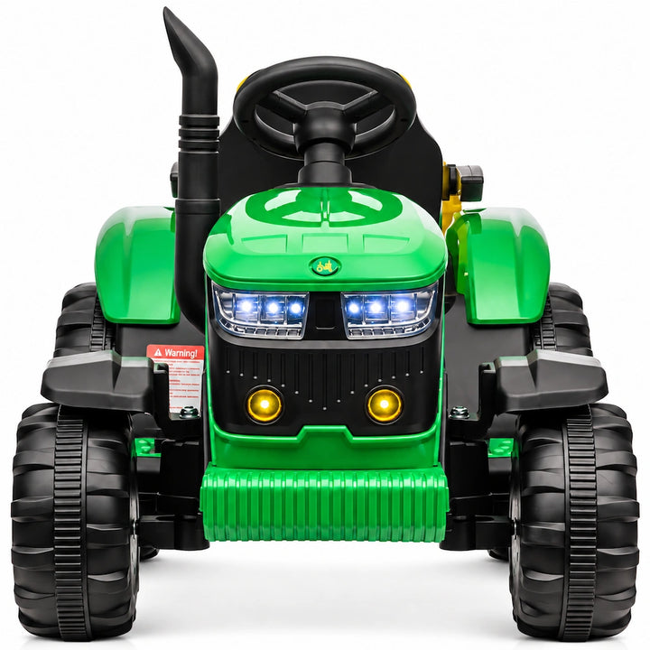 Tractor Electric cu Telecomandă pentru Copii KIDOO, cu Remorcă și Gard, Far, Sunet Motor, Claxon, MP3/USB – 3-6 Ani Verde