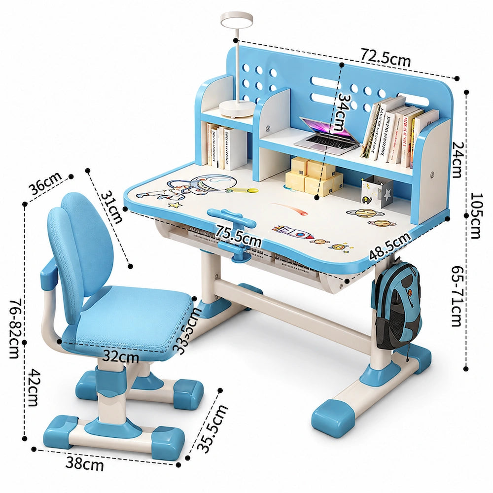 Set Birou și Scaun AT PERFORMANCE® pentru Copii, Ergonomic, Reglabil, Model Astronaut