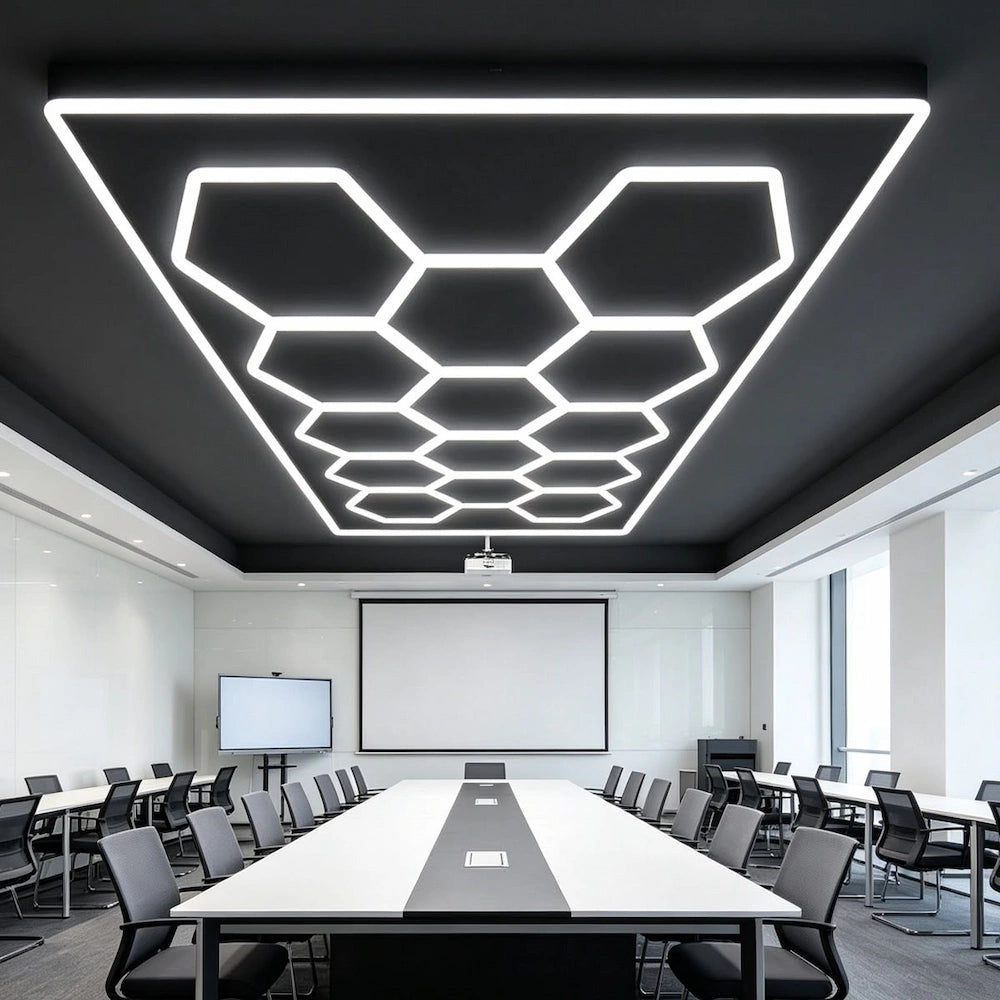 Aplică LED Hexagon AT PERFORMANCE® 14 Module – 720W, ~80.000 Lumeni, 484x243 cm, Iluminat Profesional Atelier, Garaj, Barbershop