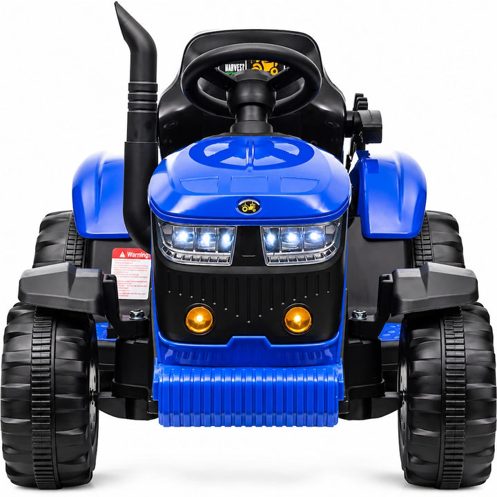 Tractor Electric cu Telecomandă pentru Copii KIDOO, cu Remorcă și Gard, Far, Sunet Motor, Claxon, MP3/USB – 3-6 Ani Albastru