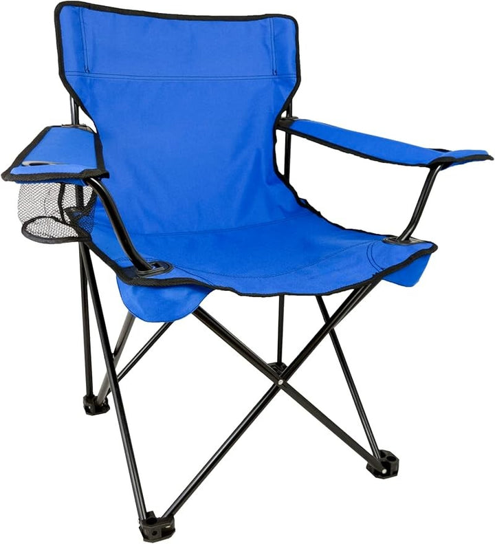 Scaun pliabil de plajă și camping AT PERFORMANCE® – Portabil, ușor, multifuncțional, 120 kg, cu geantă transport și suport pahar – Albastru