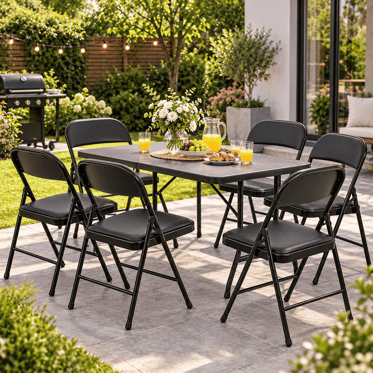 Pachet Promoțional Scaune Pliabile Negru AT PERFORMANCE® – Set 2 sau 6 Bucăți | Design Elegant, Ergonomie și Mobilitate Premium