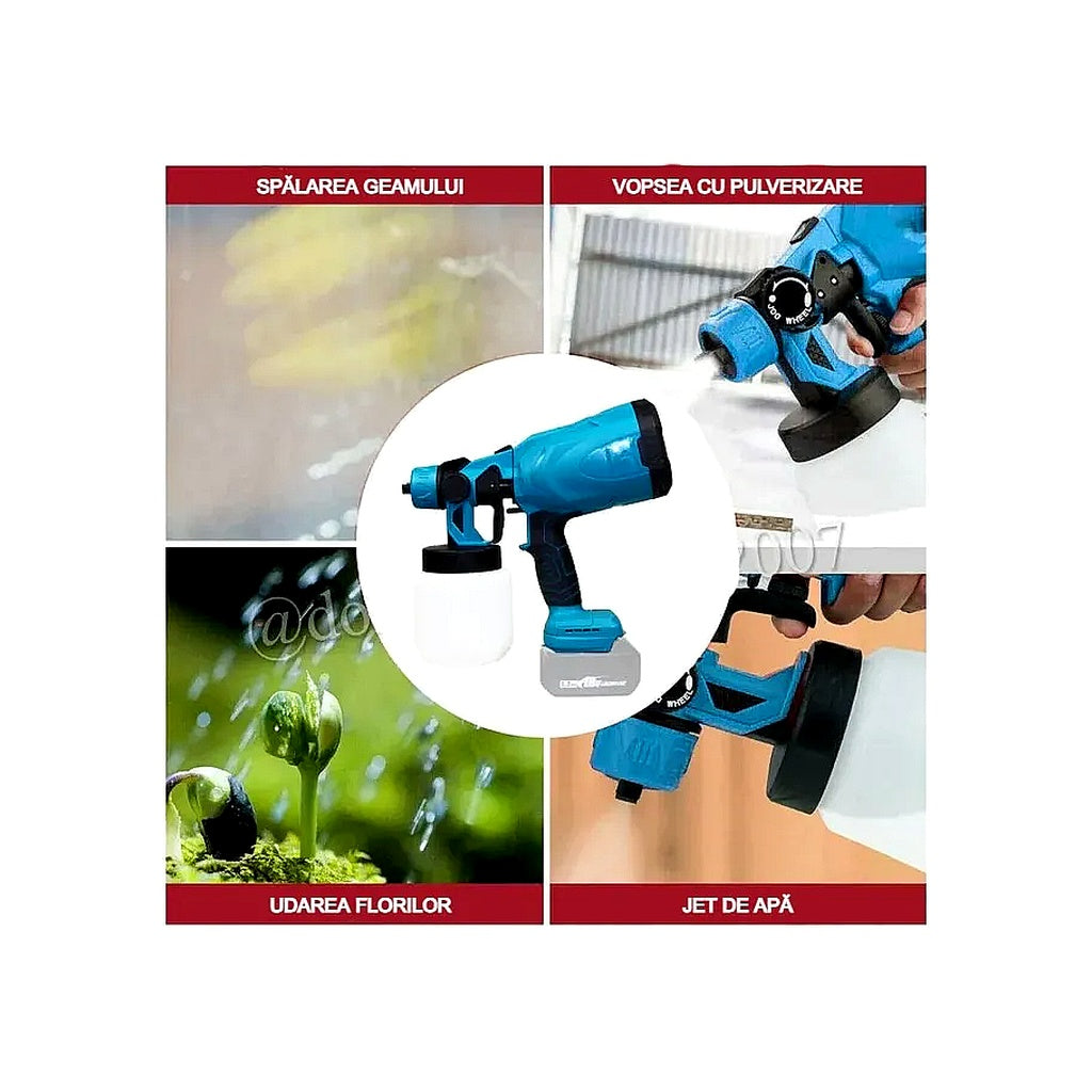Pistol de vopsit electric cu acumulator AT PERFORMANCE® AT-401, 48V, rezervor 1000 ml, 1200 ml/min, 3 moduri pulverizare