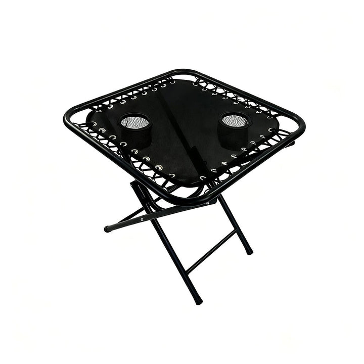 Masă Pliabilă AT PERFORMANCE® pentru Camping și Grădină, 50x50x50 cm, cu 2 Suporturi pentru Pahare, Cadru Metalic