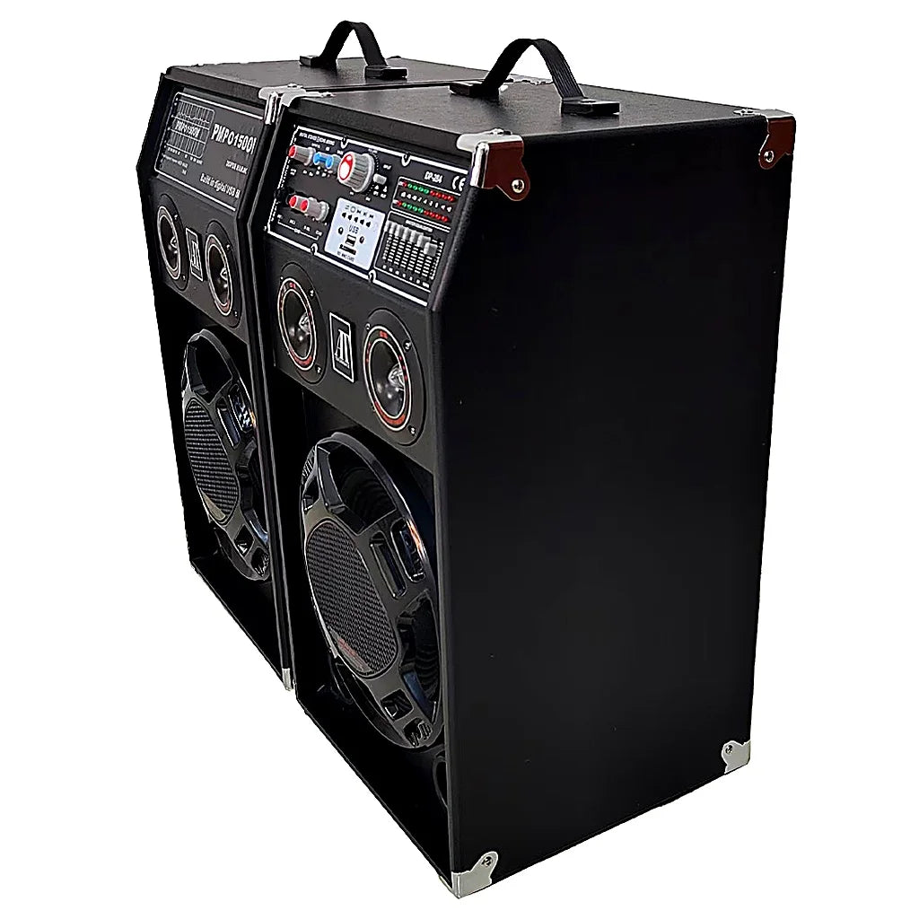 Set 2 Boxe Multimedia Active AT Performance AT-284, 1500W PMPO,12 Inch, Bluetooth, USB, AUX, Karaoke
