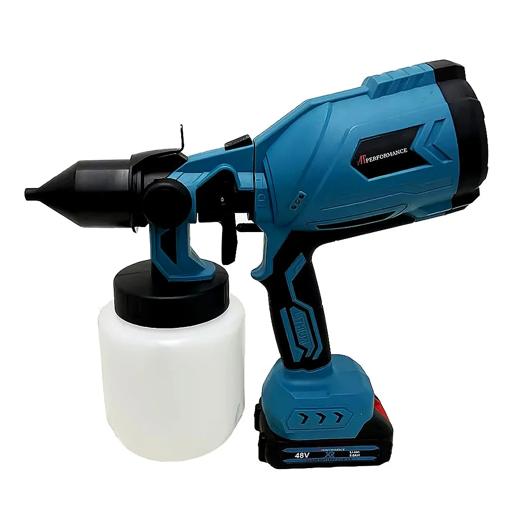 Pistol de vopsit electric cu acumulator AT PERFORMANCE® AT-401, 48V, rezervor 1000 ml, 1200 ml/min, 3 moduri pulverizare