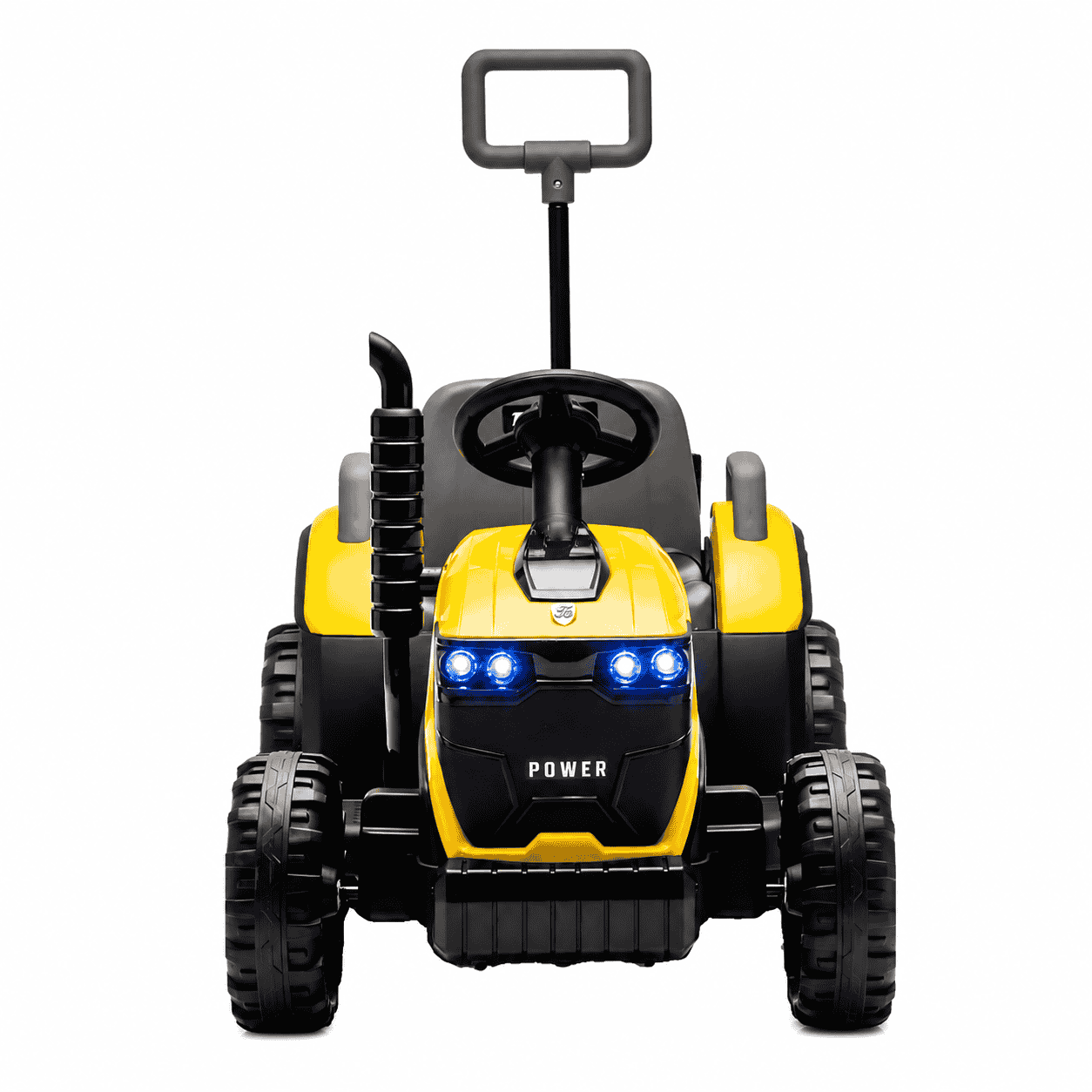 Tractor Electric KIDOO pentru Copii cu Telecomandă 2.4G, Remorcă Detașabilă, 12V 4.5Ah, 2 Motoare 380, Lumini LED, Muzică, Centură de Siguranță, Galben/Gri