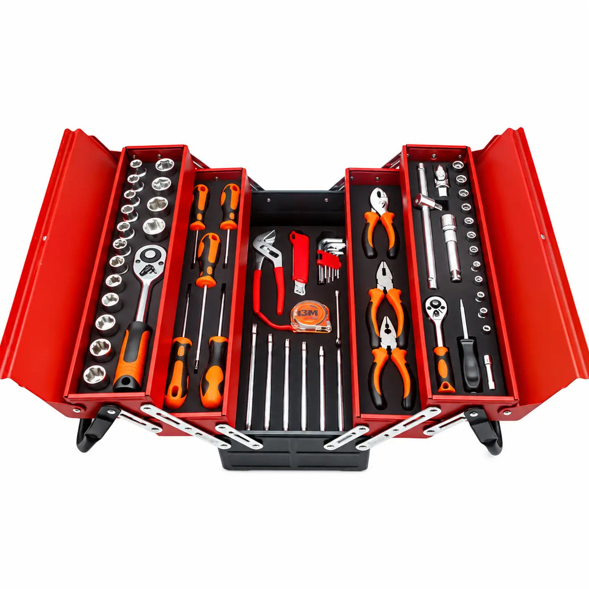 Trusă de Scule AT PERFORMANCE® – 85 Piese, Cutie Metalică cu 5 Compartimente