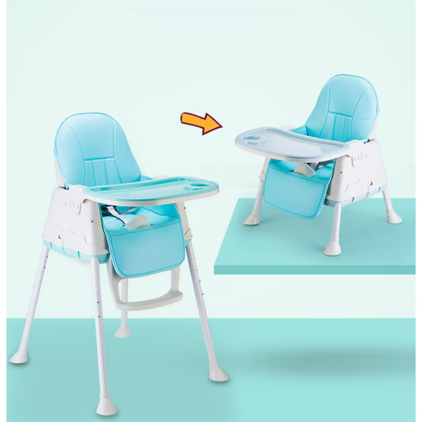 Scaun de masa Transformabil, At Performance, 6 in 1, pentru bebelusi si copii, cu roti, husa detasabila, Albastru